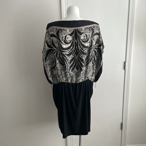 Black Patterned Dress, 3X, SL Fashions - Picture 7 of 8